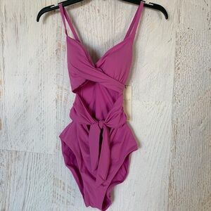 CALIA by Carrie Underwood Tummy Control One-Piece Swimsuit with Front Tie